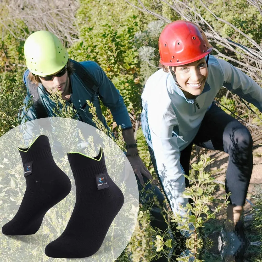 RANDY SUN Waterproof Socks, Unisex Cycling/Hunting/Fishing/Running Ankle Socks 1&2 Pair