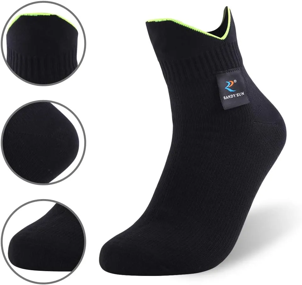 RANDY SUN Waterproof Socks, Unisex Cycling/Hunting/Fishing/Running Ankle Socks 1&2 Pair