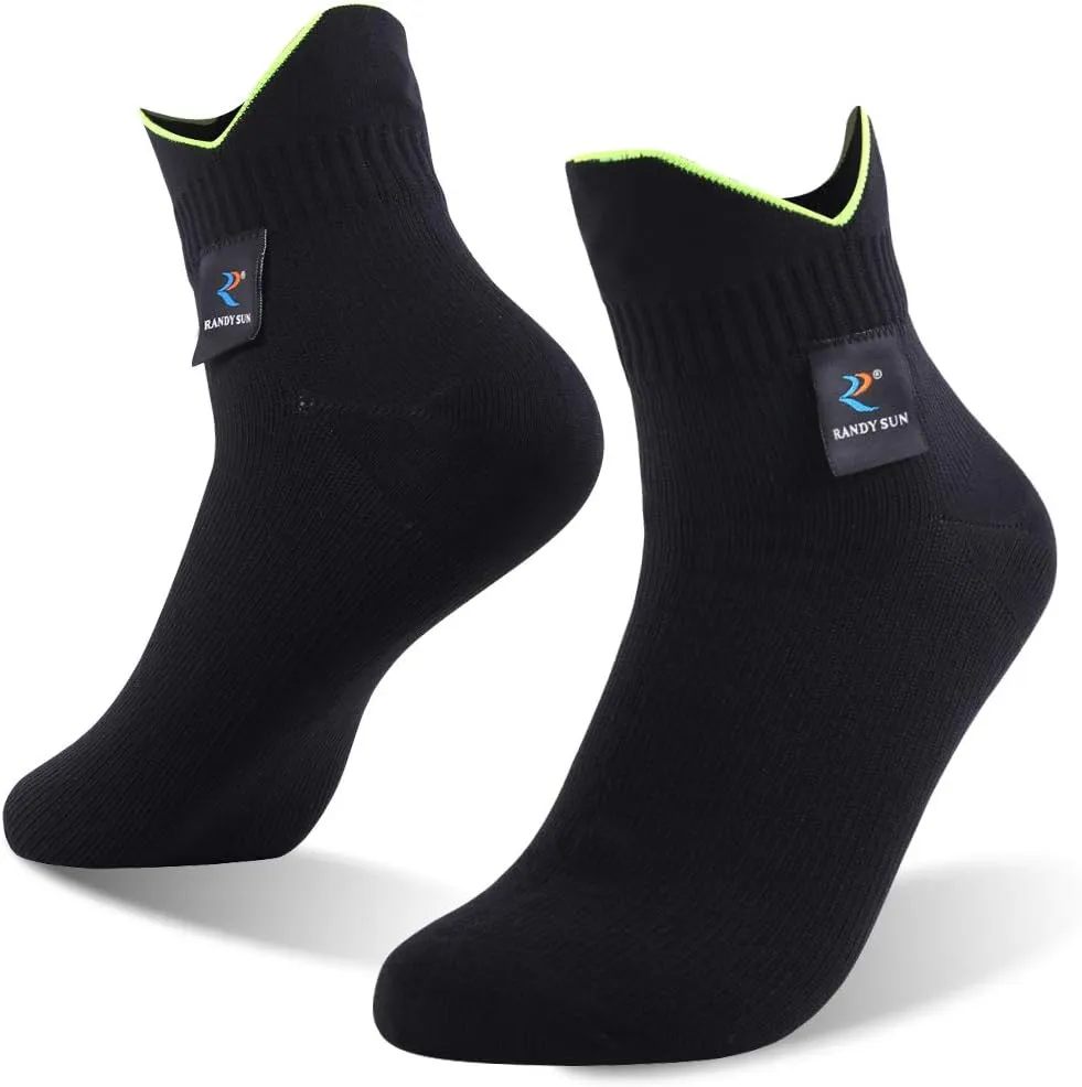 RANDY SUN Waterproof Socks, Unisex Cycling/Hunting/Fishing/Running Ankle Socks 1&2 Pair