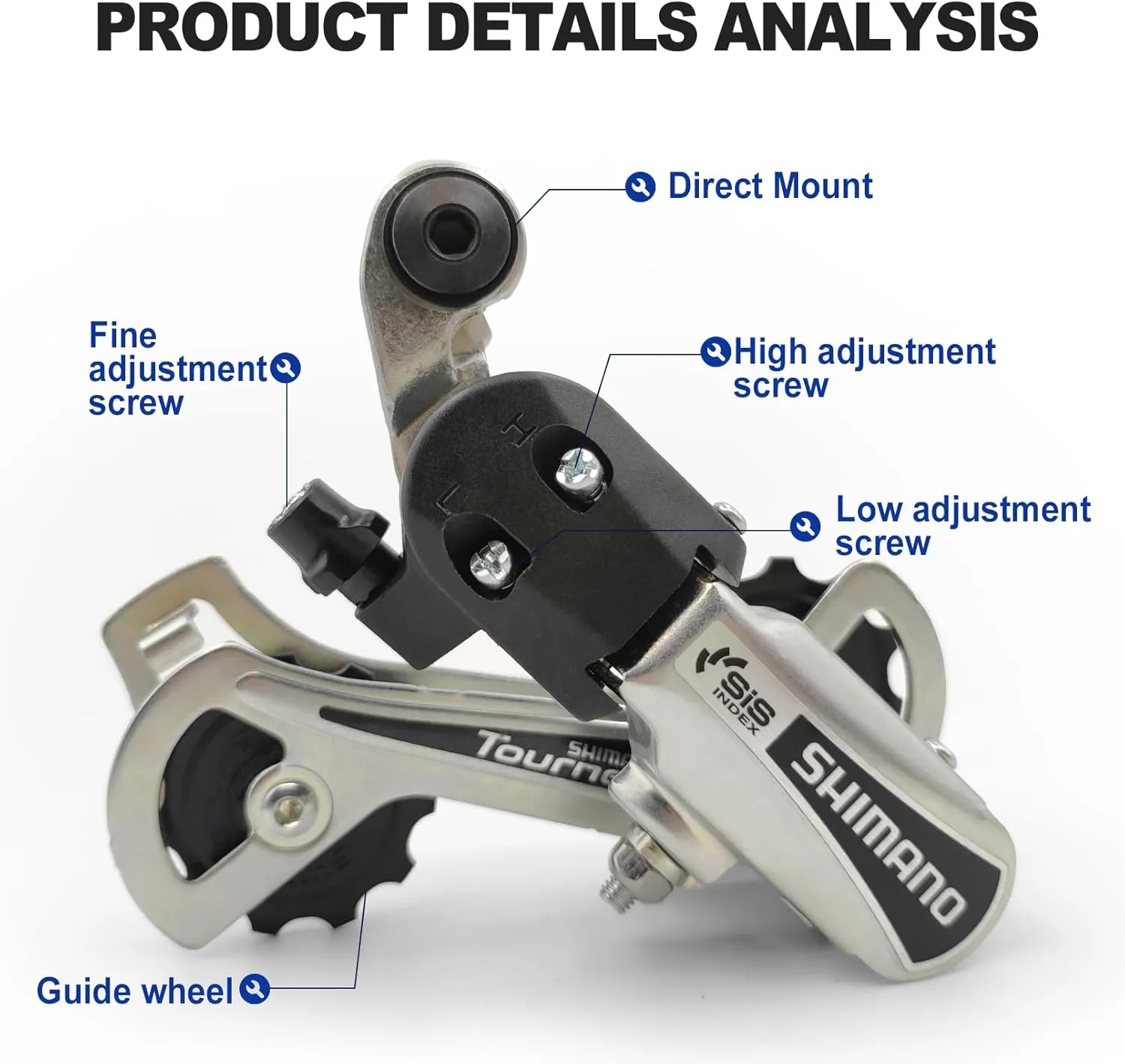 RD-TY21B 6/7 Speed Derailleur - Direct/Hanger Mount for Mountain, Tricycle, Commuter, Cruiser Bikes