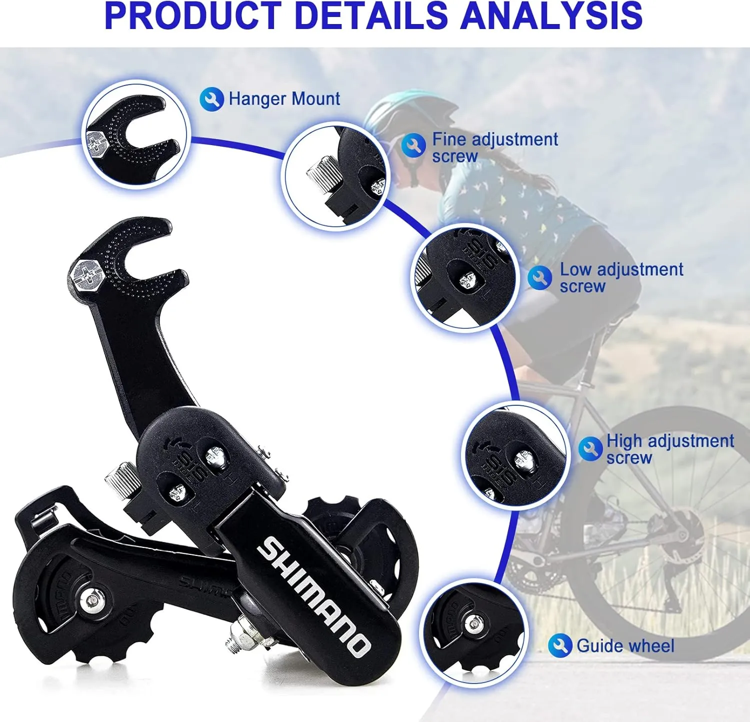 Rear Derailleur RD-TZ31A 6/7 Speed Direct/Hanger Mount Derailleur for Mountain Tricycle Commuter Cruiser Bike