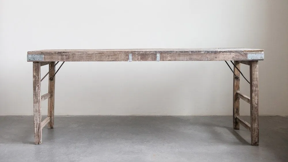 Reclaimed-Wood Folding Table w/ Patches