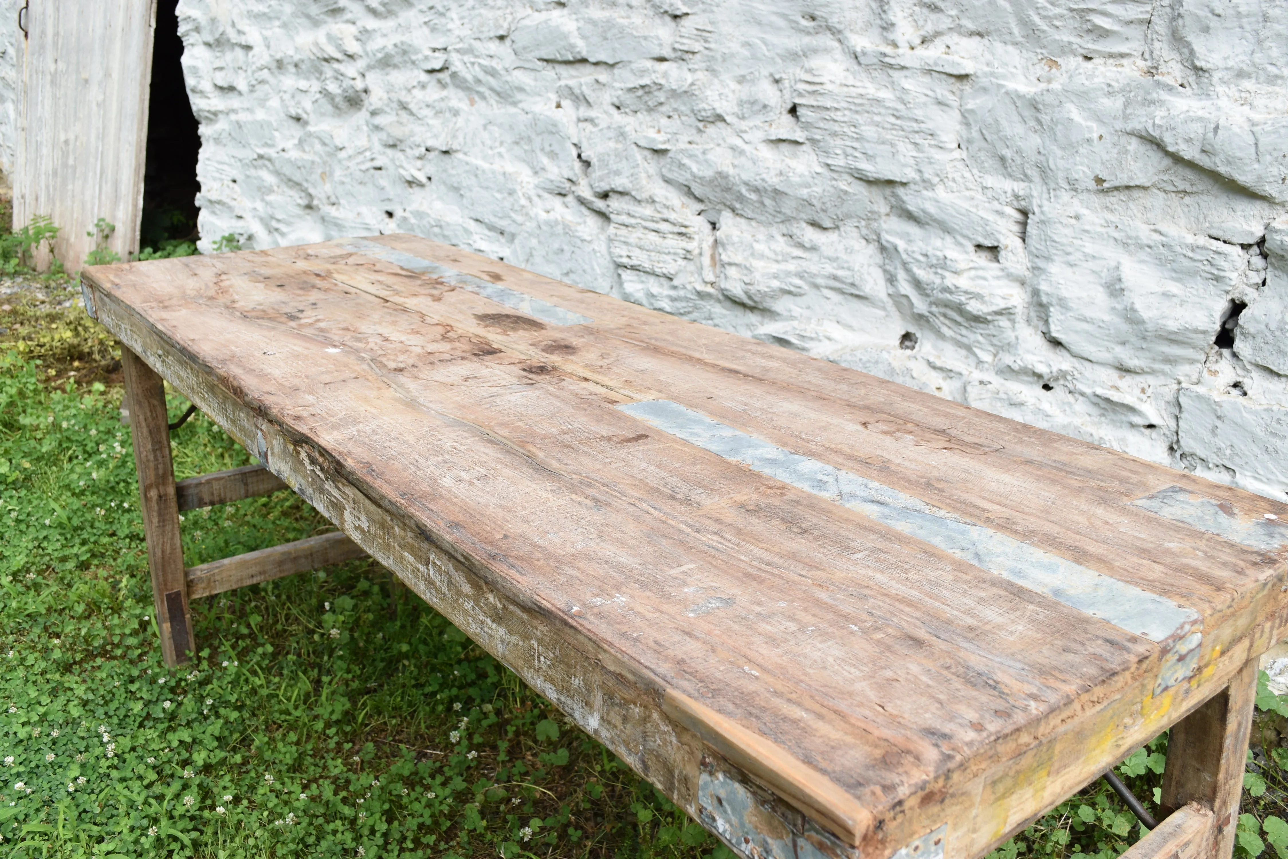 Reclaimed-Wood Folding Table w/ Patches