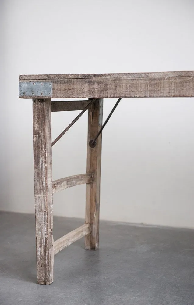 Reclaimed-Wood Folding Table w/ Patches