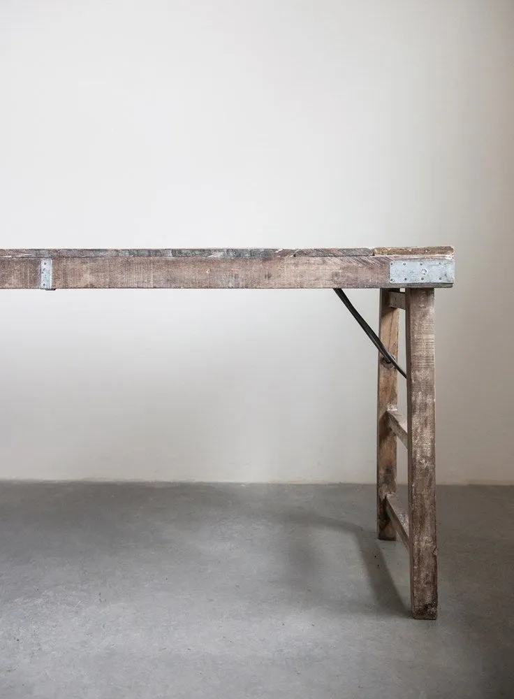 Reclaimed-Wood Folding Table w/ Patches