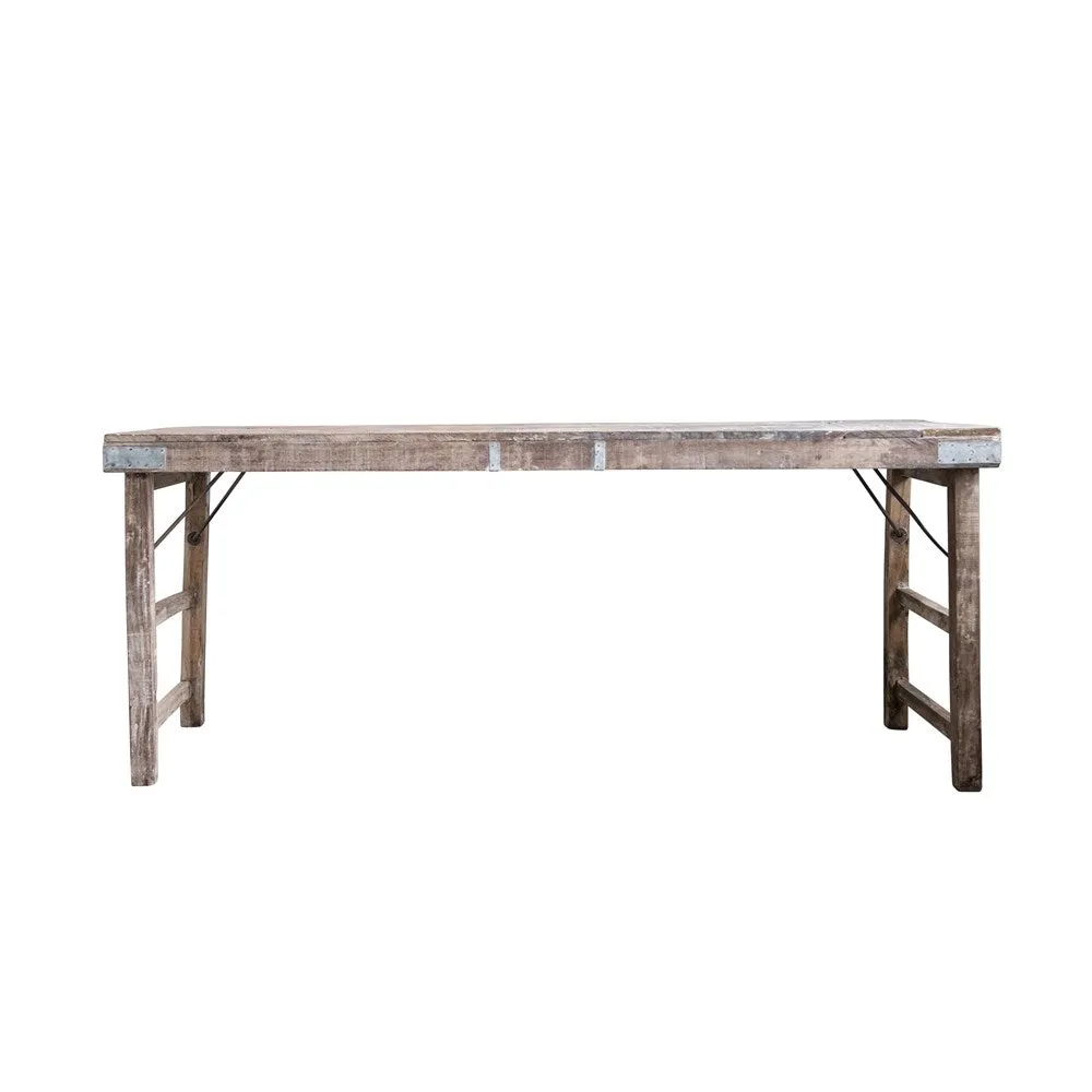 Reclaimed-Wood Folding Table w/ Patches