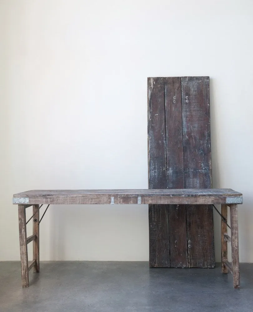 Reclaimed-Wood Folding Table w/ Patches