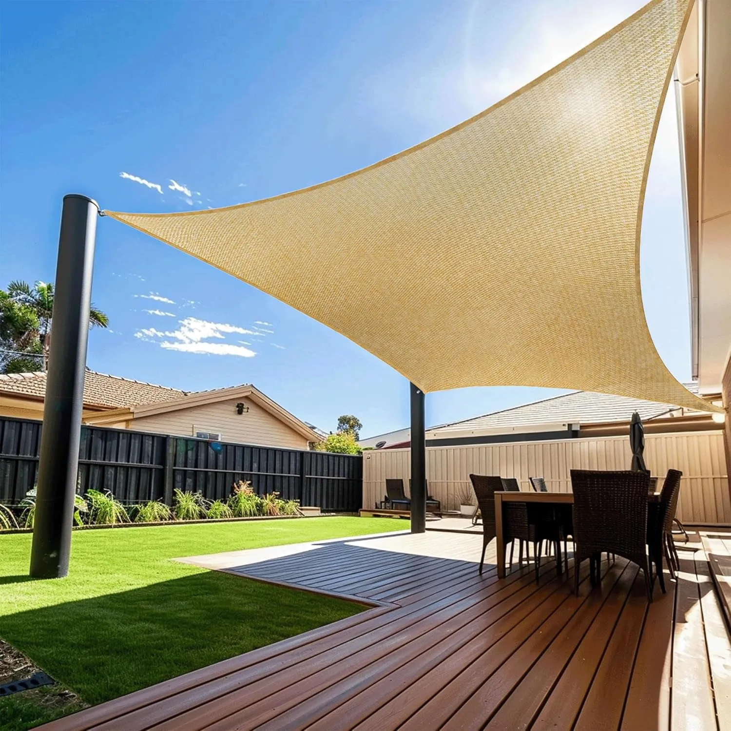 Rectangle 12' x 12' Sun Shade Sail, UV Block Sunshade Canopy, Sand Permeable Patio Cover for Garden Backyard Outdoor Facility and Activities