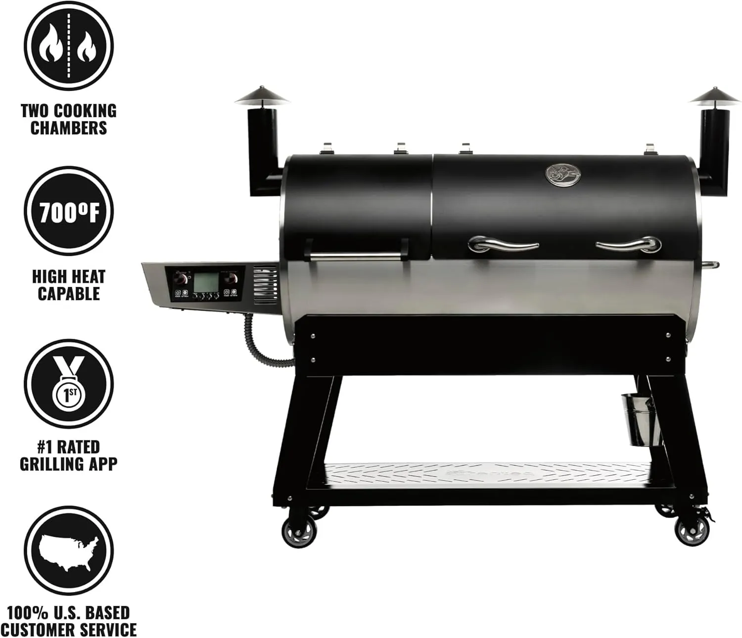 recteq DualFire 1200 Wood Pellet Smoker Grill, Wi-Fi Electric Pellet Grills, Dual Chambers for Hot and Fast   Low and Slow Cooking, DualFire 1200   Grilling Basics Bundle