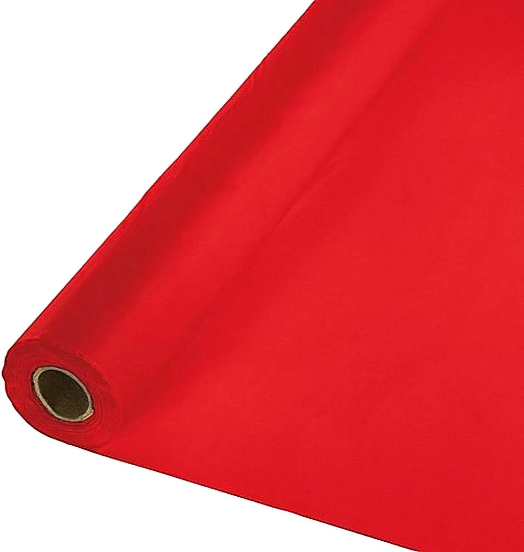 Red 40" X 300 Ft Economy Banquet Roll Plastic Table Cloth