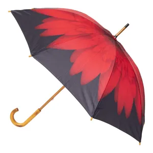 Red Daisy Print Wooden Classic Walking Length