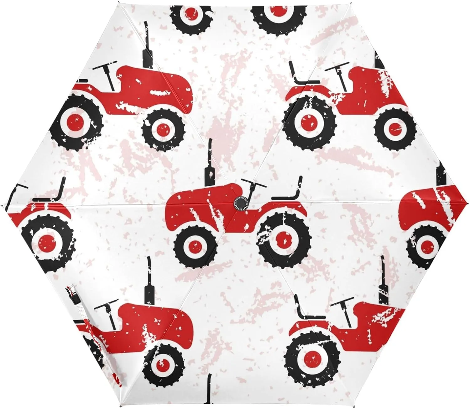 Red Old Wheeled Tractors Automatic Mini Travel Windproof Umbrella Compact Auto Open/Close Small Lightweight Portable Folding Rain Umbrellas for Women Men