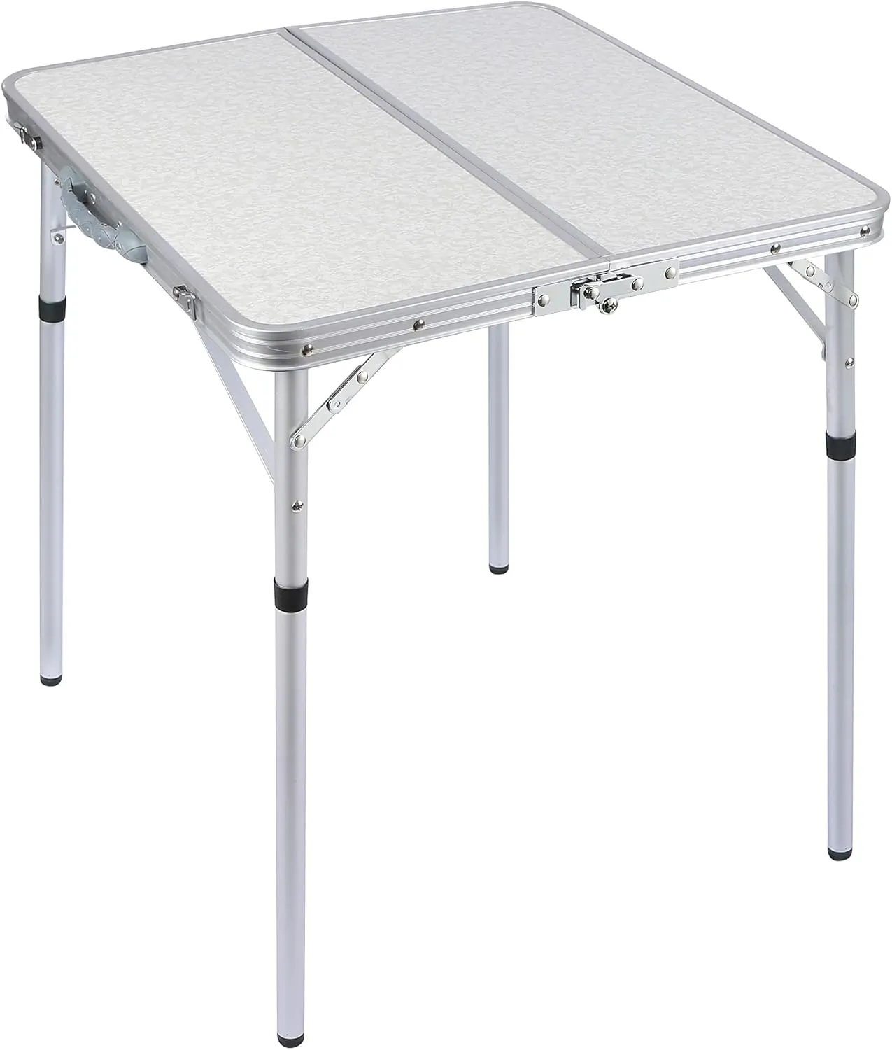 REDCAMP 24" Square Small Folding Camping Table with Adjustable Heights Legs, Lightweight Portable Aluminum Fold in Half Card Tables Bridge Tables for Outdoor Picnic, White