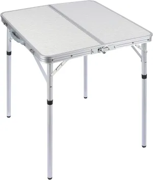 REDCAMP 24" Square Small Folding Camping Table with Adjustable Heights Legs, Lightweight Portable Aluminum Fold in Half Card Tables Bridge Tables for Outdoor Picnic, White