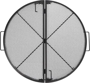 REDCAMP Foldable Fire Pit Cooking Grill Grate, Portable X-Marks Heavy Duty Steel Round Campfire BBQ Grill with Handle & Support Wire, Ideal for Outdoor Picnics & Gatherings, 36-Inch Black