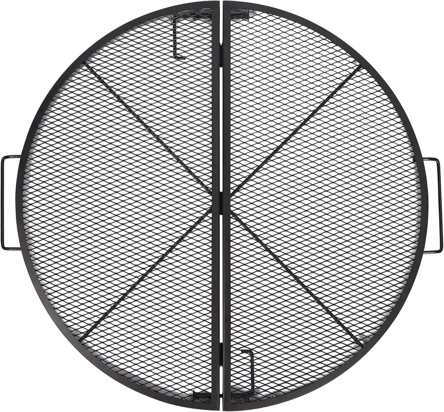 REDCAMP Foldable Fire Pit Cooking Grill Grate, Portable X-Marks Heavy Duty Steel Round Campfire BBQ Grill with Handle & Support Wire, Ideal for Outdoor Picnics & Gatherings, 36-Inch Black