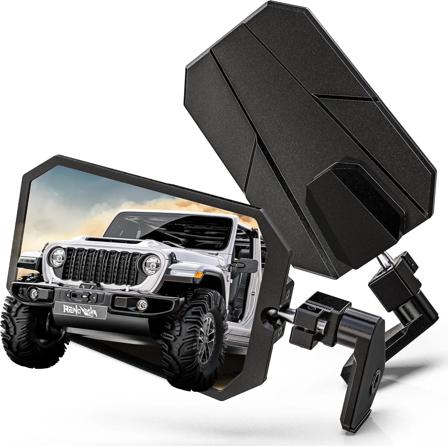 RENO Wrangler Mirrors Doors Off, Aluminum CNC Side Mirrors with Heavy-Duty Adjustable Bracket Wider View No Vibrate & Wobble Rear View Mirror Compatible with 2018-2025 Wrangler JL JLU Gladiator JT