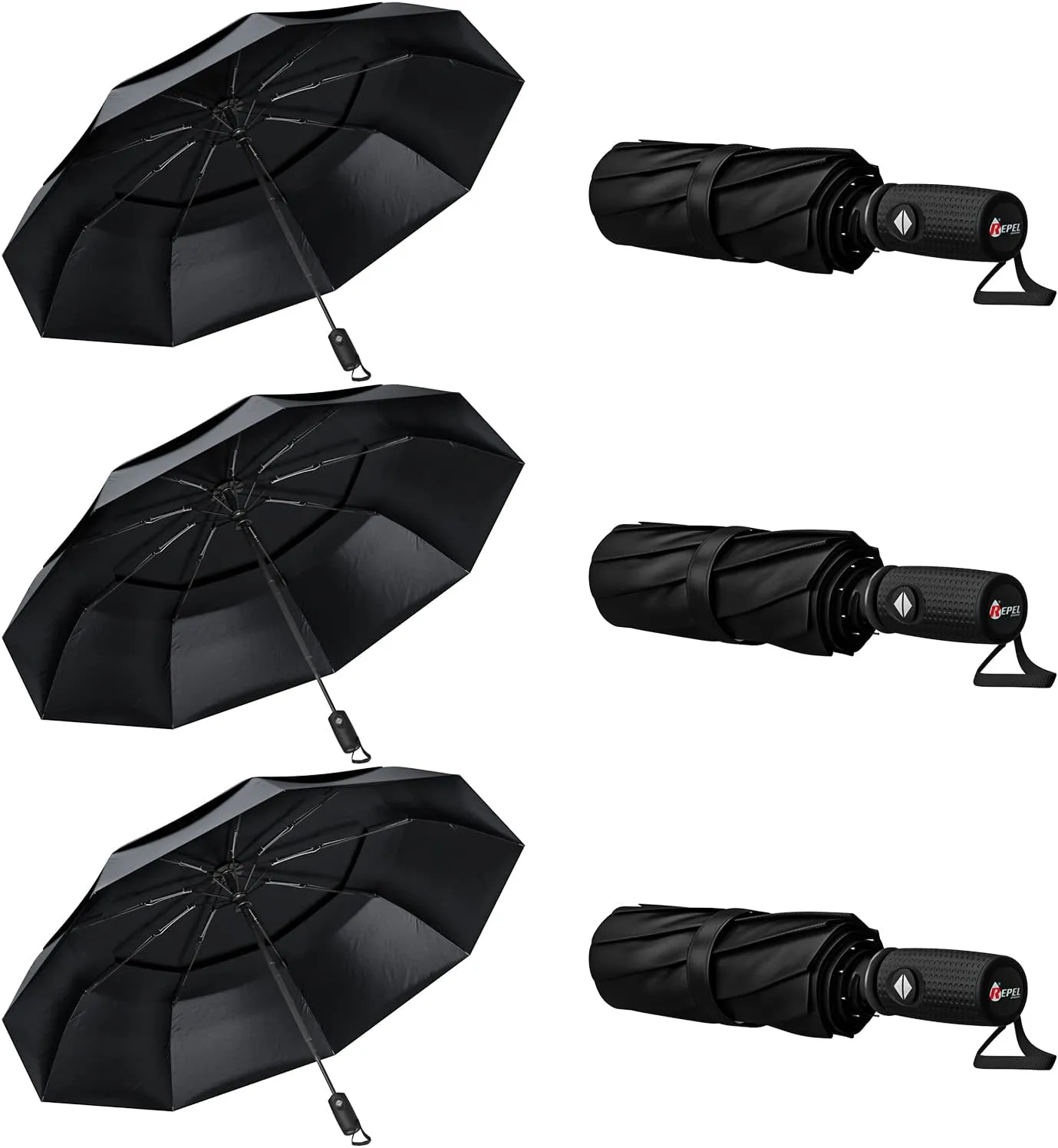 Repel Umbrella Windproof Travel Umbrellas for Rain - Easy Auto Open Close, Durable & Compact Umbrella, Strong Fiberglass Frame, Waterproof Canopy - Backpack, Purse, Portable Umbrella for Travel