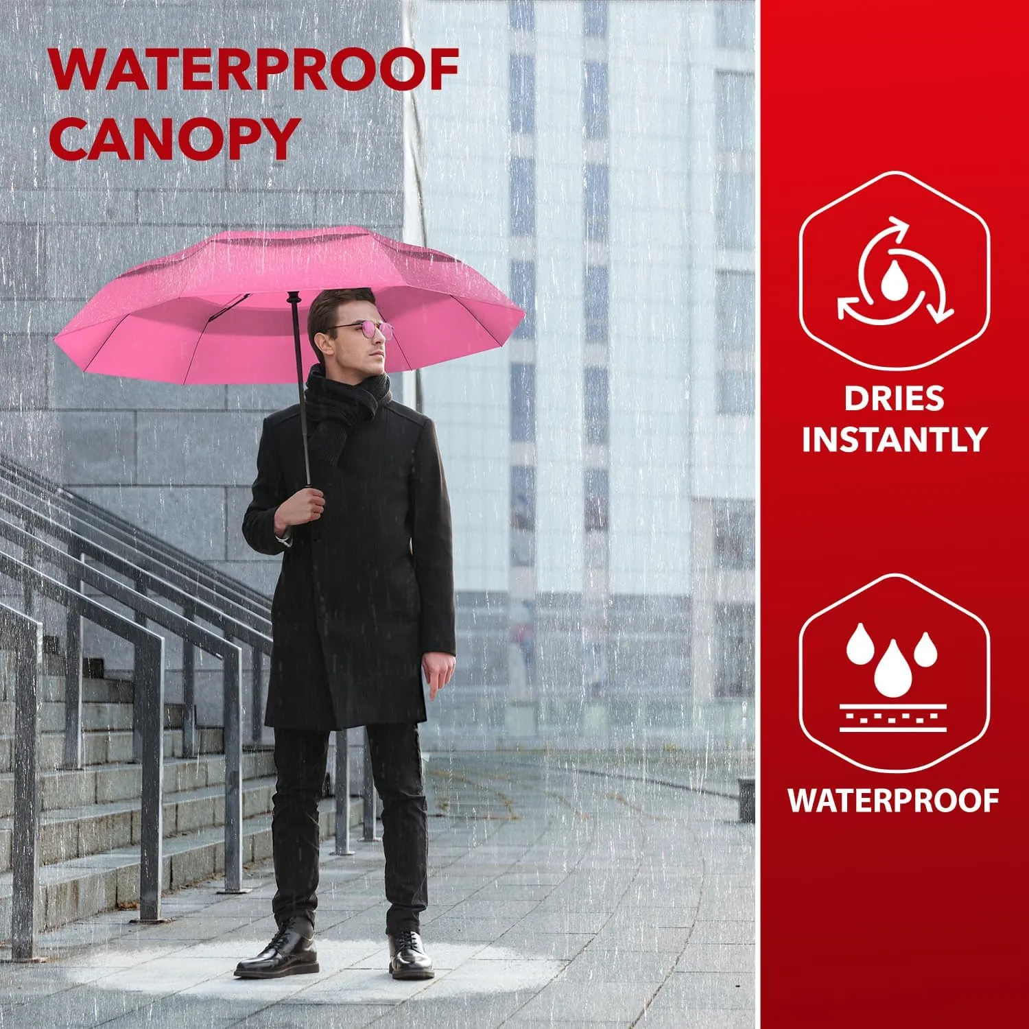 Repel Umbrella Windproof Travel Umbrellas for Rain - Easy Auto Open Close, Durable & Compact Umbrella, Strong Fiberglass Frame, Waterproof Canopy - Backpack, Purse, Portable Umbrella for Travel