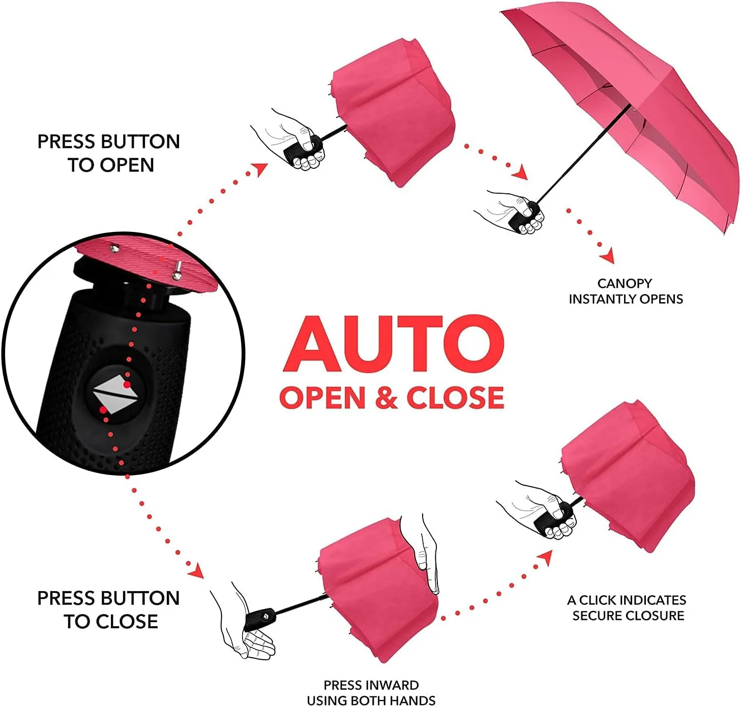 Repel Umbrella Windproof Travel Umbrellas for Rain - Easy Auto Open Close, Durable & Compact Umbrella, Strong Fiberglass Frame, Waterproof Canopy - Backpack, Purse, Portable Umbrella for Travel