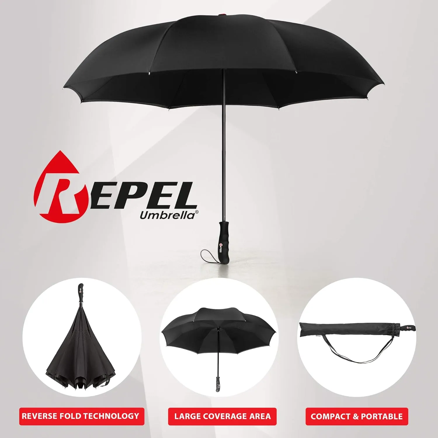Repel Umbrella Windproof Travel Umbrellas for Rain - Easy Auto Open Close, Durable & Compact Umbrella, Strong Fiberglass Frame, Waterproof Canopy - Backpack, Purse, Portable Umbrella for Travel