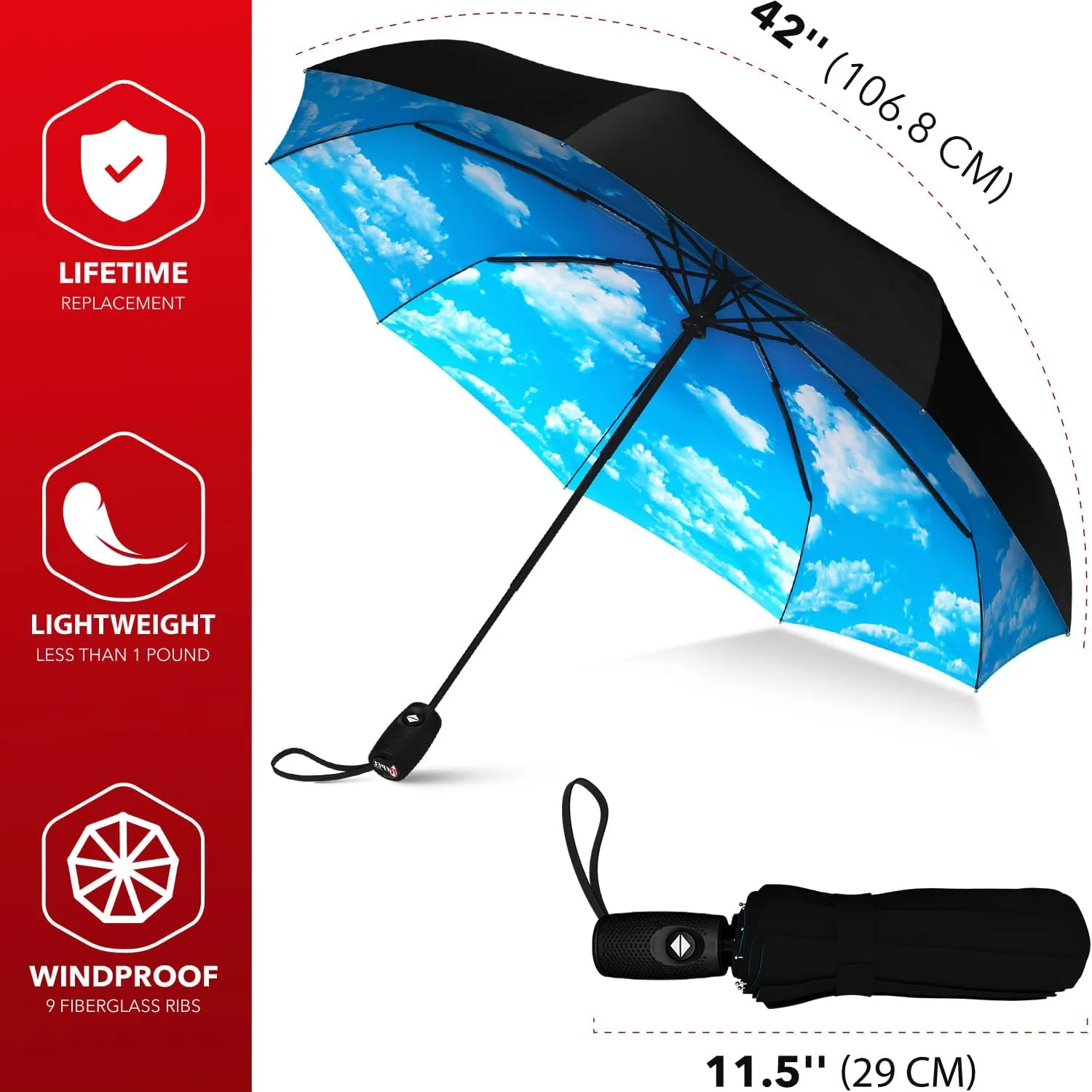 Repel Umbrella Windproof Travel Umbrellas for Rain - Easy Auto Open Close, Durable & Compact Umbrella, Strong Fiberglass Frame, Waterproof Canopy - Backpack, Purse, Portable Umbrella for Travel
