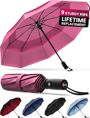 Repel Umbrella Windproof Travel Umbrellas for Rain - Easy Auto Open Close, Durable & Compact Umbrella, Strong Fiberglass Frame, Waterproof Canopy - Backpack, Purse, Portable Umbrella for Travel