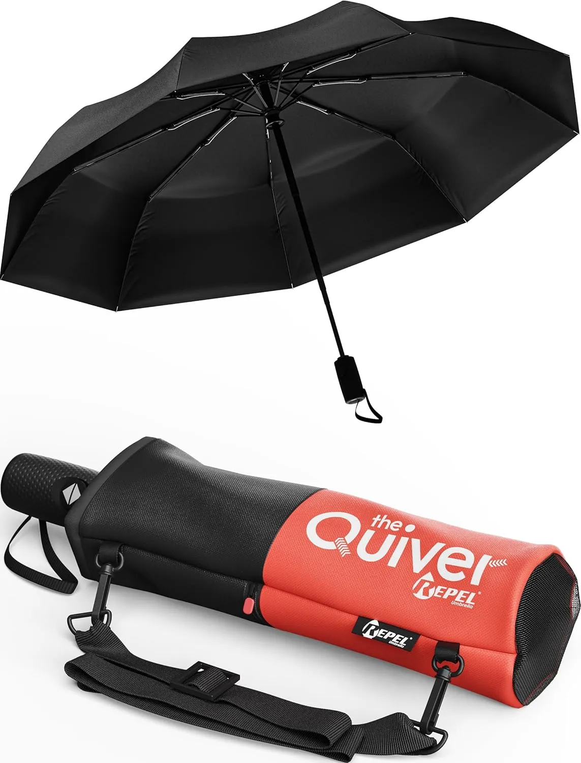 Repel Umbrella Windproof Travel Umbrellas for Rain - Easy Auto Open Close, Durable & Compact Umbrella, Strong Fiberglass Frame, Waterproof Canopy - Backpack, Purse, Portable Umbrella for Travel