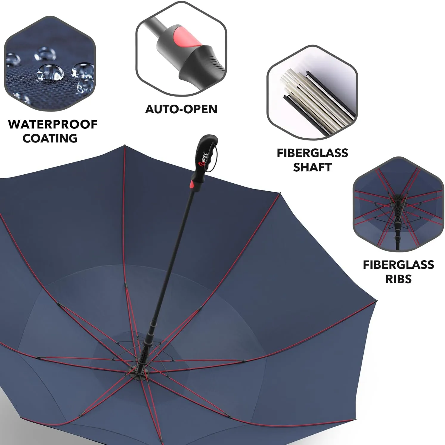 Repel Umbrella Windproof Travel Umbrellas for Rain - Easy Auto Open Close, Durable & Compact Umbrella, Strong Fiberglass Frame, Waterproof Canopy - Backpack, Purse, Portable Umbrella for Travel