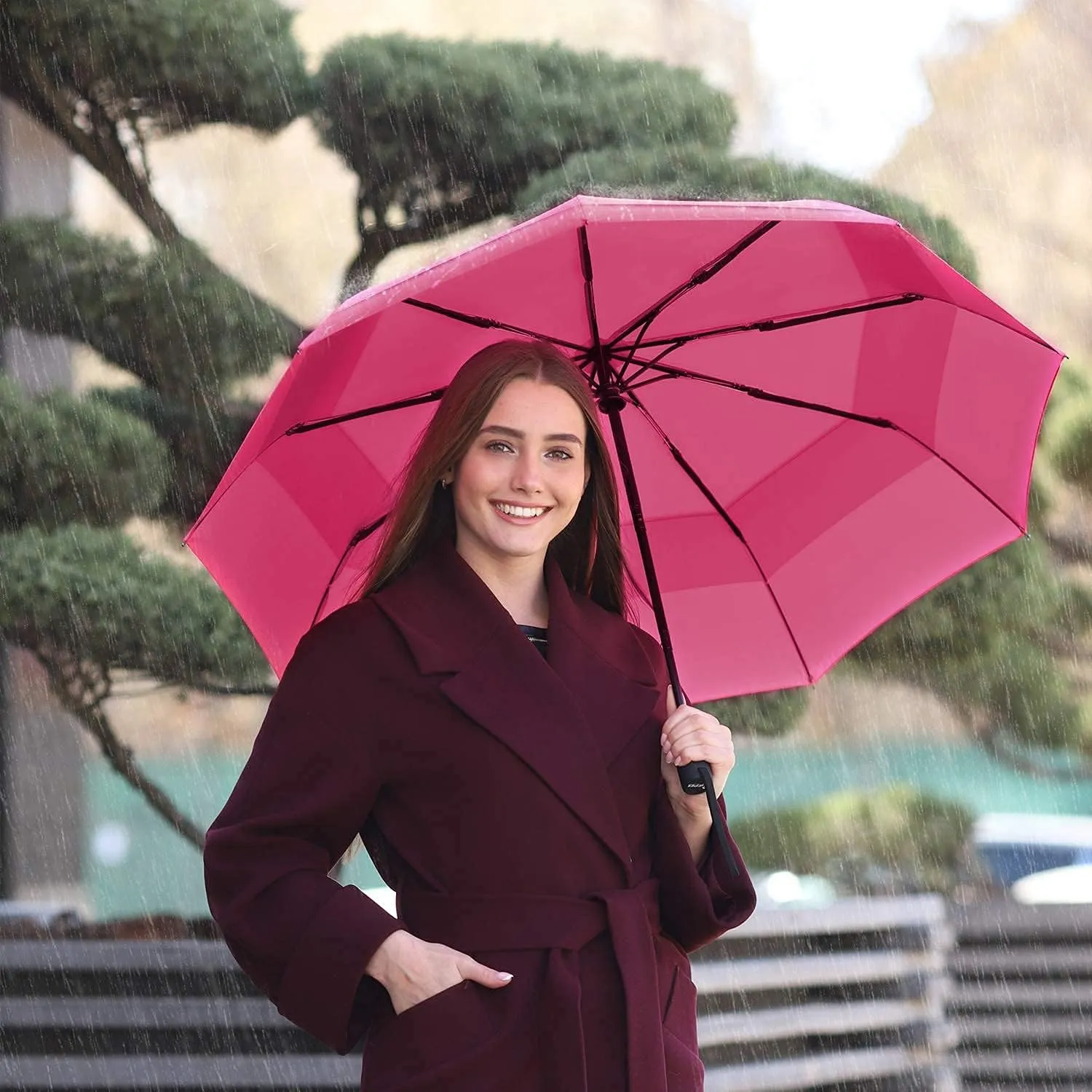 Repel Umbrella Windproof Travel Umbrellas for Rain - Easy Auto Open Close, Durable & Compact Umbrella, Strong Fiberglass Frame, Waterproof Canopy - Backpack, Purse, Portable Umbrella for Travel