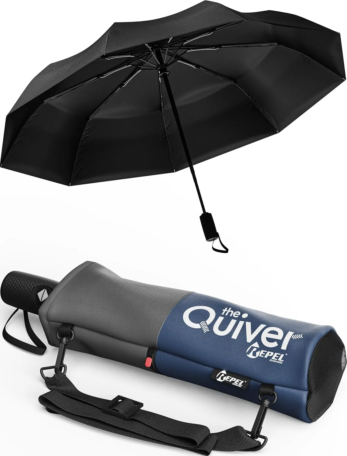 Repel Umbrella Windproof Travel Umbrellas for Rain - Easy Auto Open Close, Durable & Compact Umbrella, Strong Fiberglass Frame, Waterproof Canopy - Backpack, Purse, Portable Umbrella for Travel