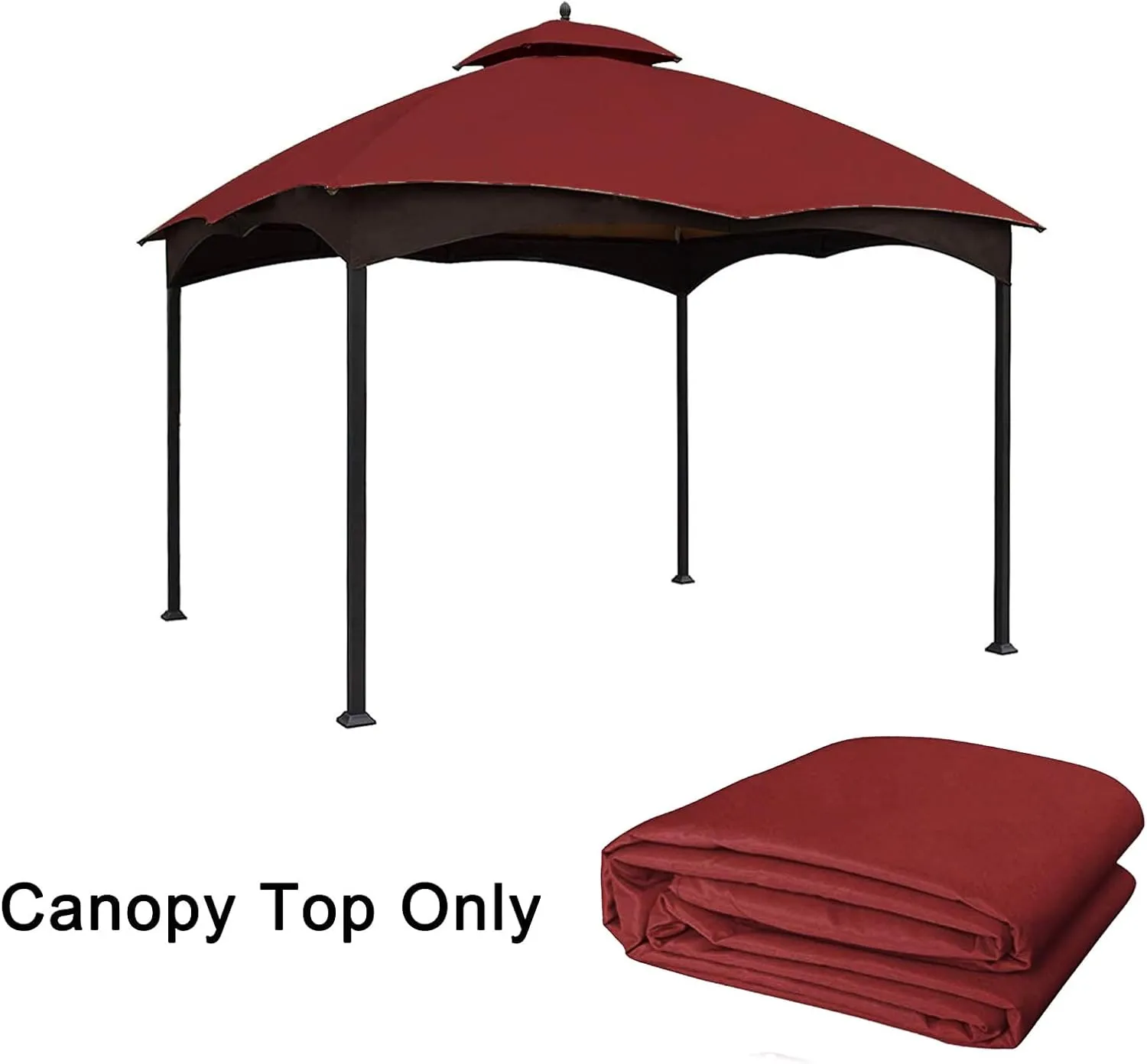 Replacement Canopy Top Double Tiered Canopy Cover Roof with Air Vent ONLY FIT for Lowe's Allen Roth 10'x12’ Gazebo #GF-12S004B-1 (Burgundy)