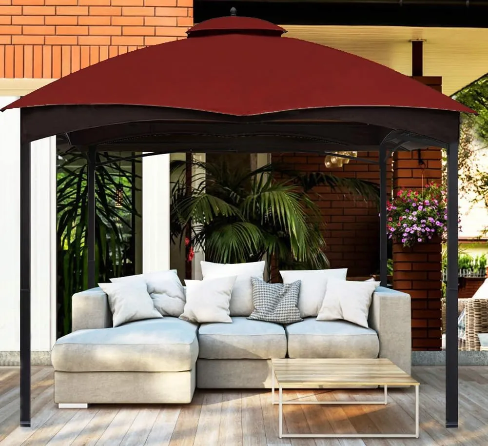 Replacement Canopy Top Double Tiered Canopy Cover Roof with Air Vent ONLY FIT for Lowe's Allen Roth 10'x12’ Gazebo #GF-12S004B-1 (Burgundy)
