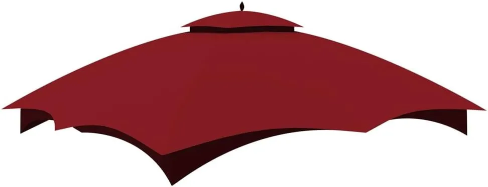 Replacement Canopy Top Double Tiered Canopy Cover Roof with Air Vent ONLY FIT for Lowe's Allen Roth 10'x12’ Gazebo #GF-12S004B-1 (Burgundy)
