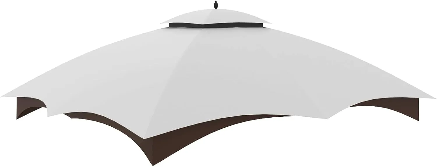 Replacement Canopy Top Double Tiered Canopy Cover Roof with Air Vent ONLY FIT for Lowe's Allen Roth 10'x12’ Gazebo #GF-12S004B-1 (Gray)