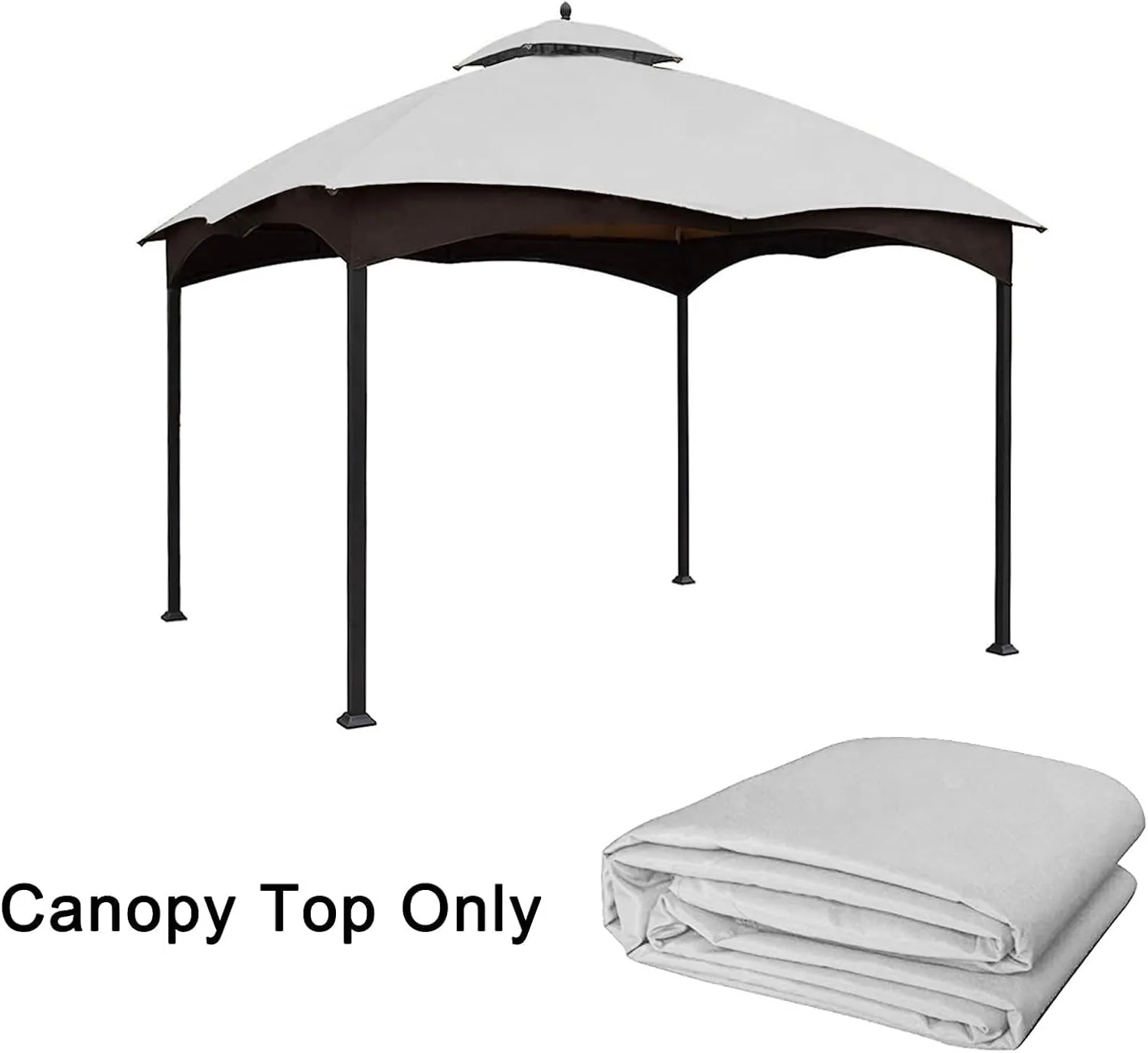Replacement Canopy Top Double Tiered Canopy Cover Roof with Air Vent ONLY FIT for Lowe's Allen Roth 10'x12’ Gazebo #GF-12S004B-1 (Gray)