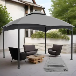 Replacement Canopy Top for Lowe’s Allen Roth Heavy Duty Gazebo - 10x12 Waterproof UV-Resistant Roof Cover with Mosquito Net & Drain Holes, Grey