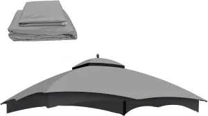 Replacement Canopy Top for Lowe's Allen Roth High Performance Ripstop Heavy Duty Gazebo Roof Gazebo Top with Air Vent 10X12 Gazebo Cover,Gray