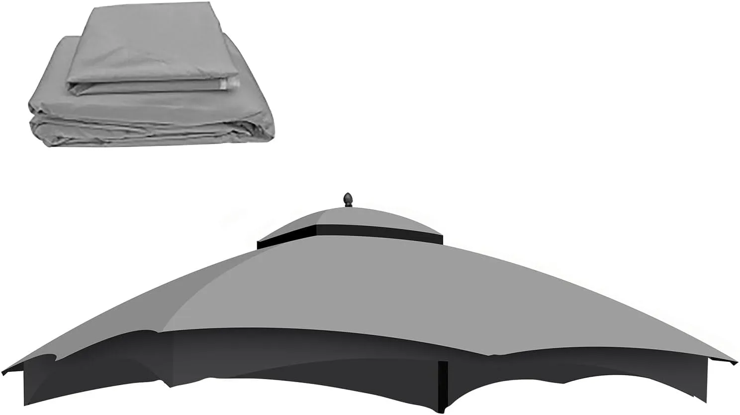 Replacement Canopy Top for Lowe's Allen Roth High Performance Ripstop Heavy Duty Gazebo Roof Gazebo Top with Air Vent 10X12 Gazebo Cover,Gray