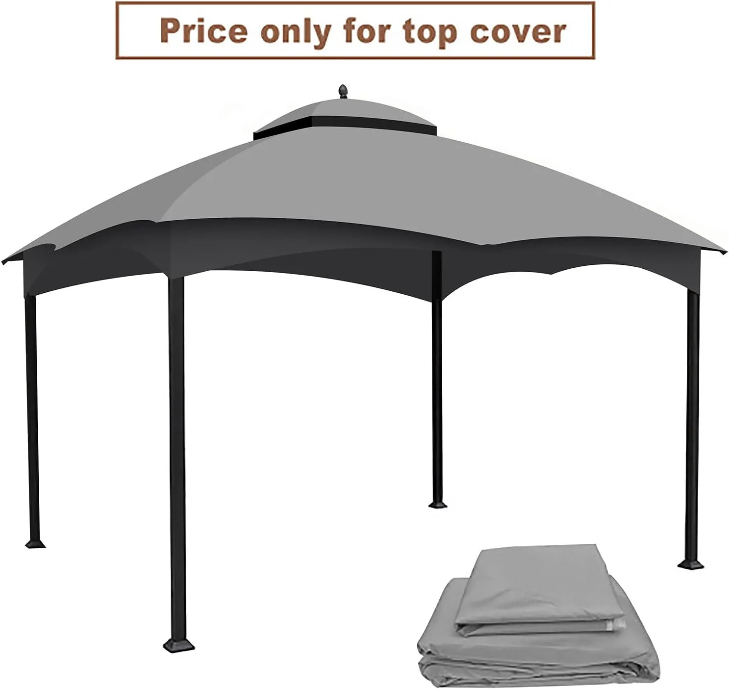 Replacement Canopy Top for Lowe's Allen Roth High Performance Ripstop Heavy Duty Gazebo Roof Gazebo Top with Air Vent 10X12 Gazebo Cover,Gray