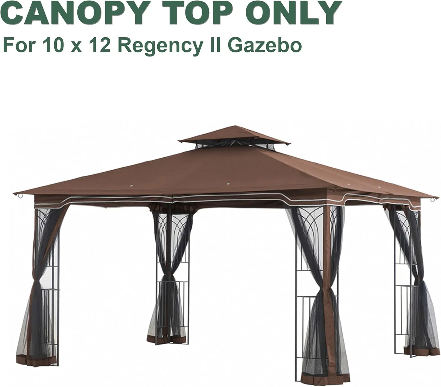 Replacement Gazebo Canopy for 10 x 12 Regency II Patio Gazebo,(Brown)