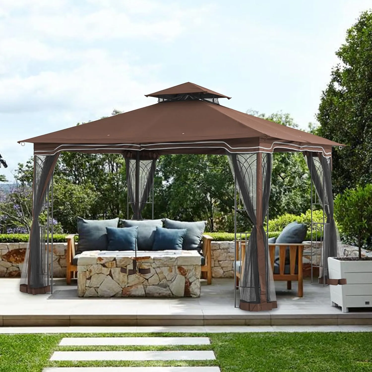 Replacement Gazebo Canopy for 10 x 12 Regency II Patio Gazebo,(Brown)