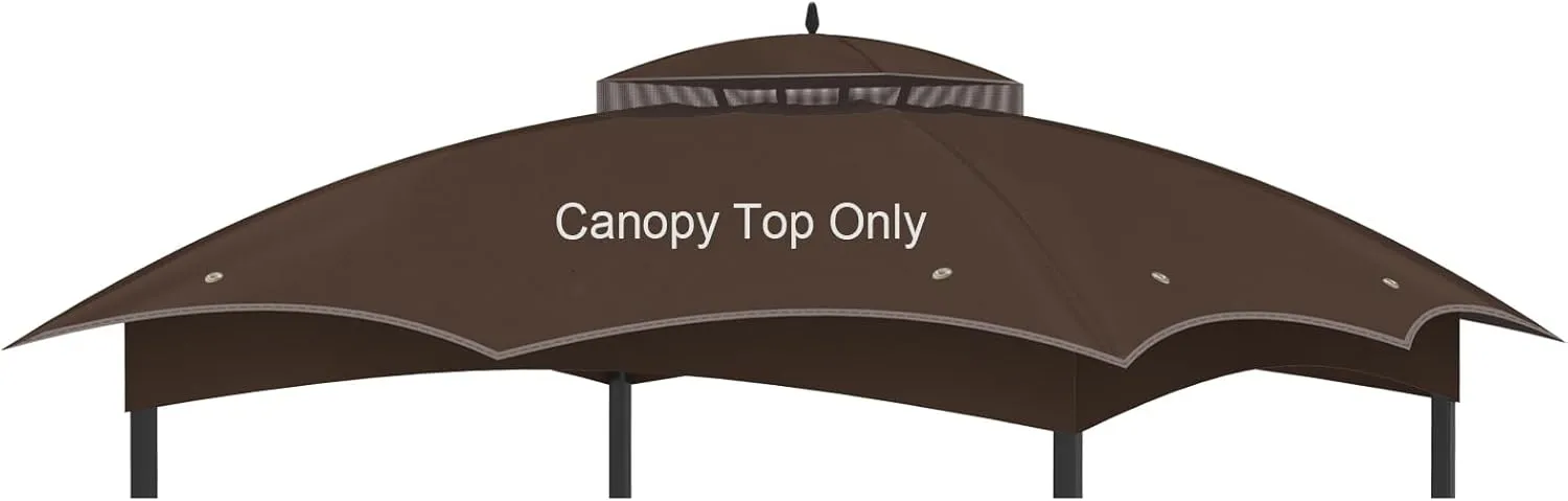 Replacement Gazebo Canopy Top Cover for 10 x 12, Double Tiered Waterproof Canopy Roof for Lowe's Allen Roth Gazebo #GF-12S004B-1 (Brown)