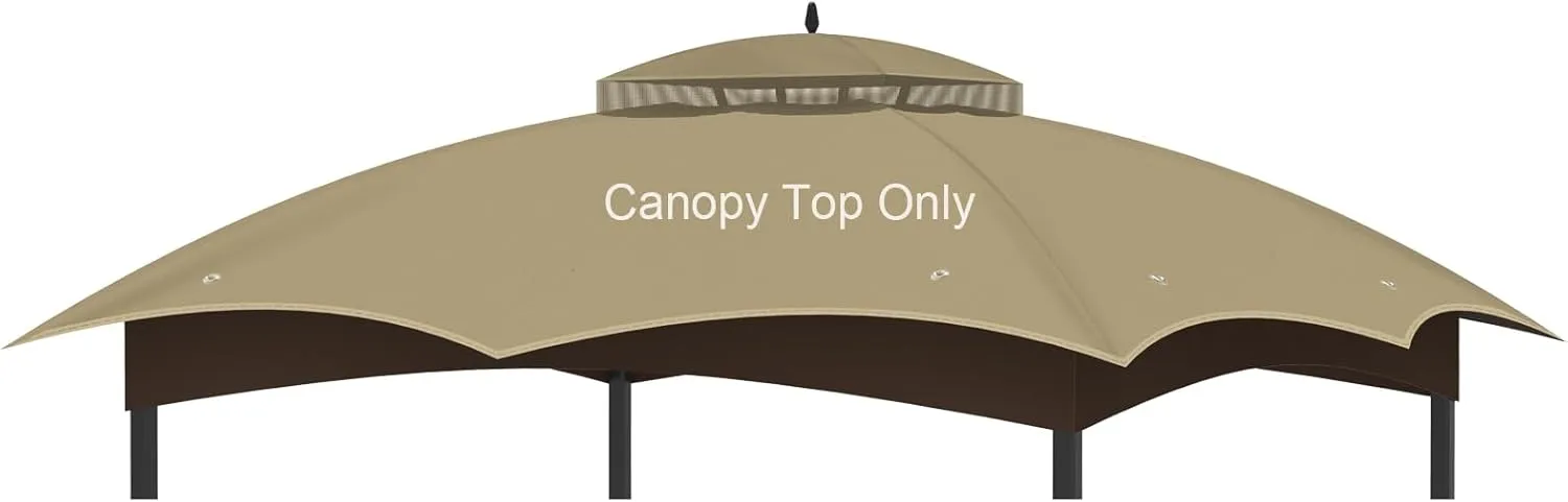Replacement Gazebo Canopy Top Cover for 10 x 12, Double Tiered Waterproof Canopy Roof for Lowe's Allen Roth Gazebo #GF-12S004B-1 (Khaki)