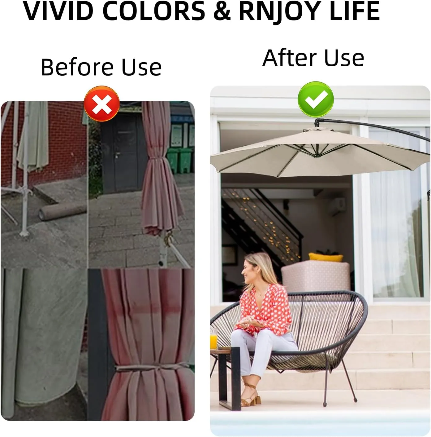 Replacement Parasol canopy for 9ft, Patio Parasol 9 ft Replacement Canopy, Outdoor replacement parasol cover surface polyester UV blocking (Beige, 6ribs)
