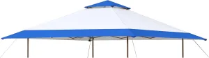Replacement Top Fit for Ozark Trail Part Number WMT-1313114N Instant Outdoor Canopy Frame, Canopy Cover ONLY, (White/Blue)