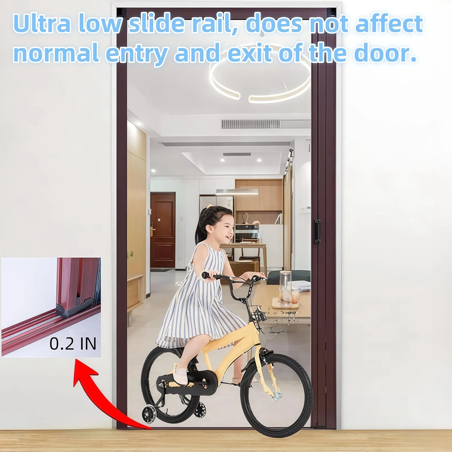 Retractable Screen Door,No-Drilling Folding Screen Door for Single or Double Door,Low-Profile Tracks Sliding Door with Aluminum Frame,Keeping Insects Out,Custom Size (Black)