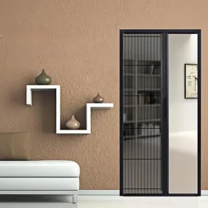 Retractable Screen Door,No-Drilling Folding Screen Door for Single or Double Door,Low-Profile Tracks Sliding Door with Aluminum Frame,Keeping Insects Out,Custom Size (Black)