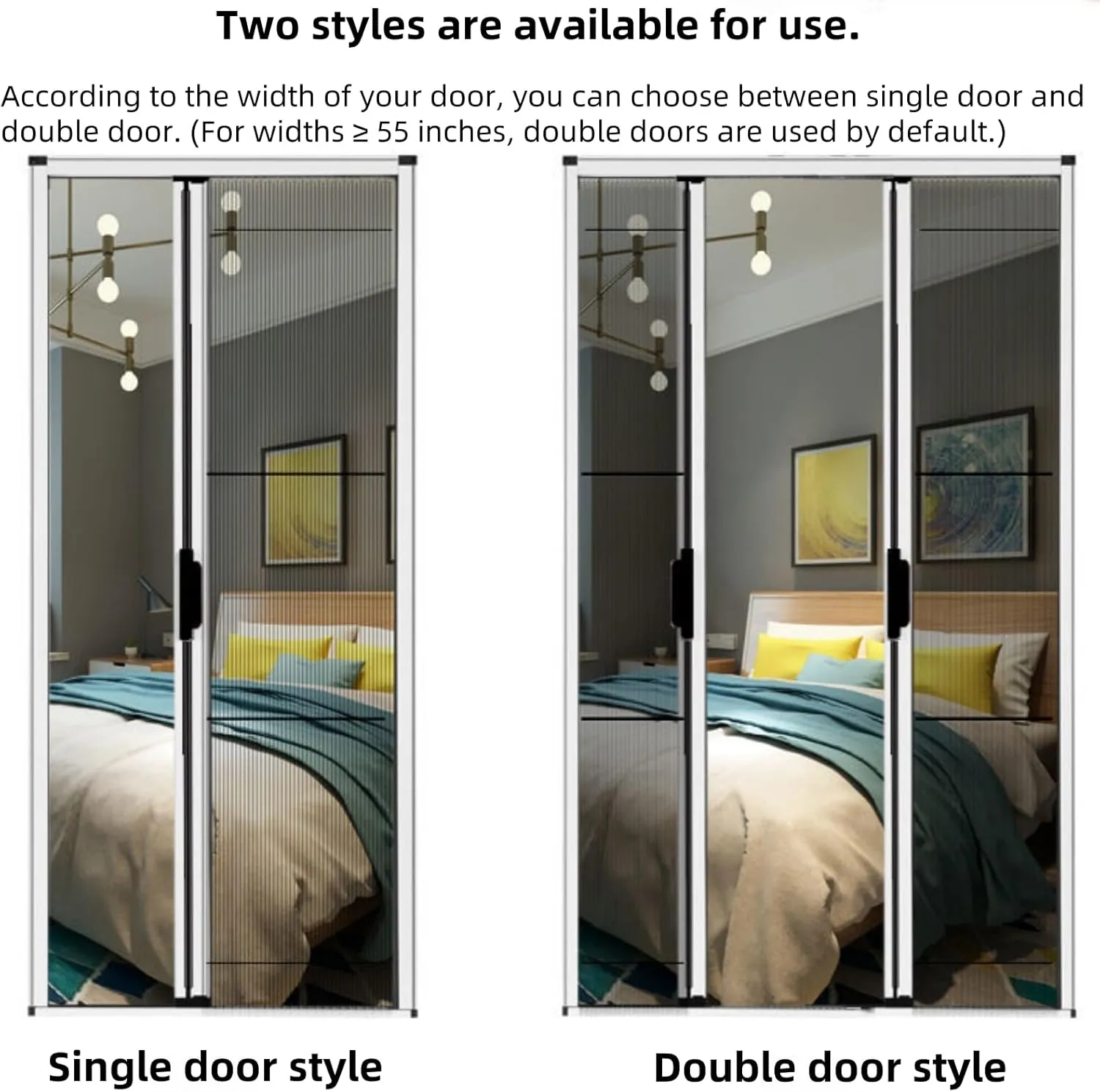 Retractable Screen Door,No-Drilling Folding Screen Door for Single or Double Door,Low-Profile Tracks Sliding Door with Aluminum Frame,Keeping Insects Out,Custom Size (Black)