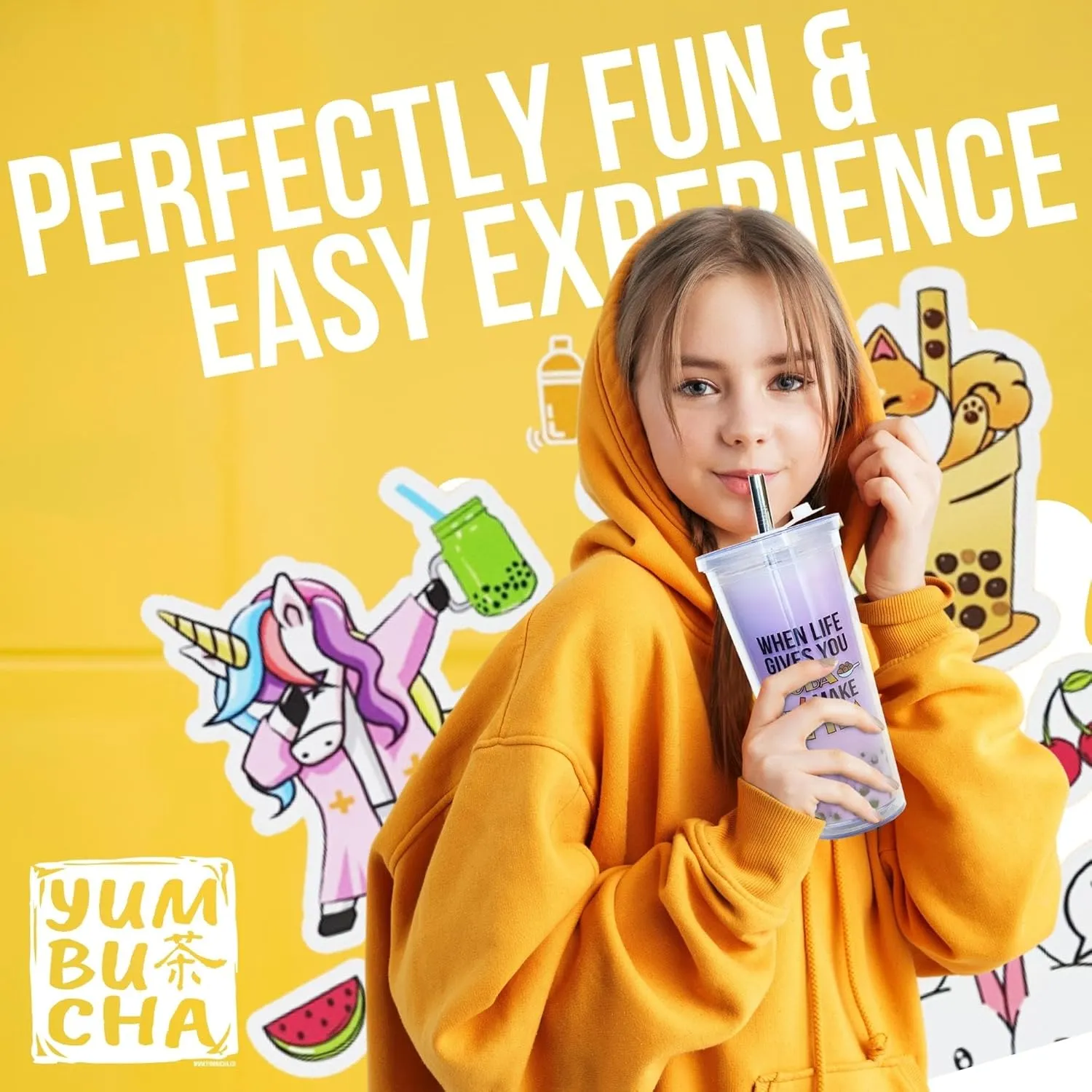 Reusable Boba Tea Cup (24 oz) with Stainless Steel Straw | Insulated Bubble Tea Kit & Personalized Gift for Enthusiasts